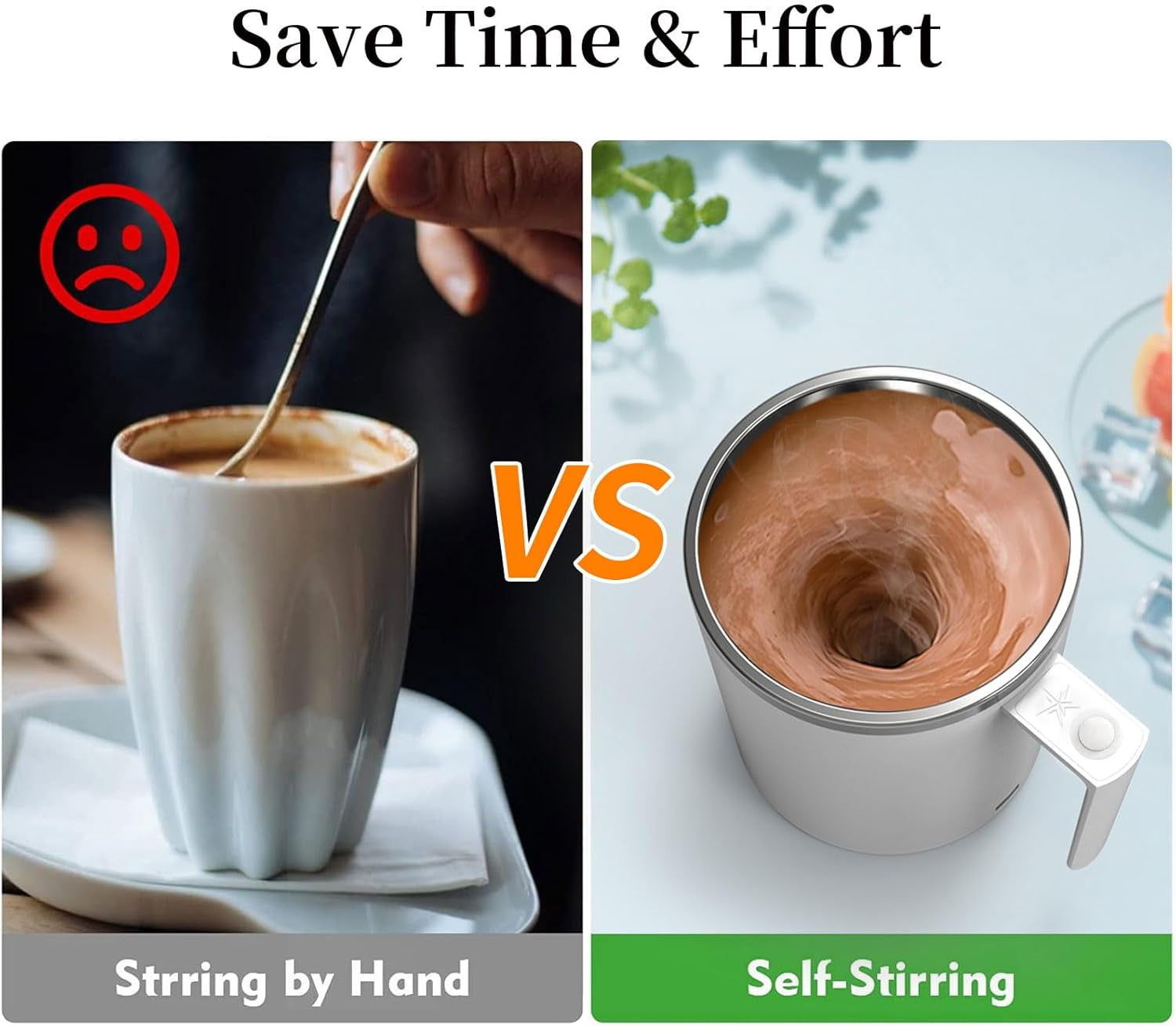 Electric Self-Stirring Coffee Mug 12.2 Oz with Magnetic Stirring Technology and Anti-Sedimentation Feature, Rechargeable Travel Cup for Coffee, Milk, and Hot Cocoa (White)