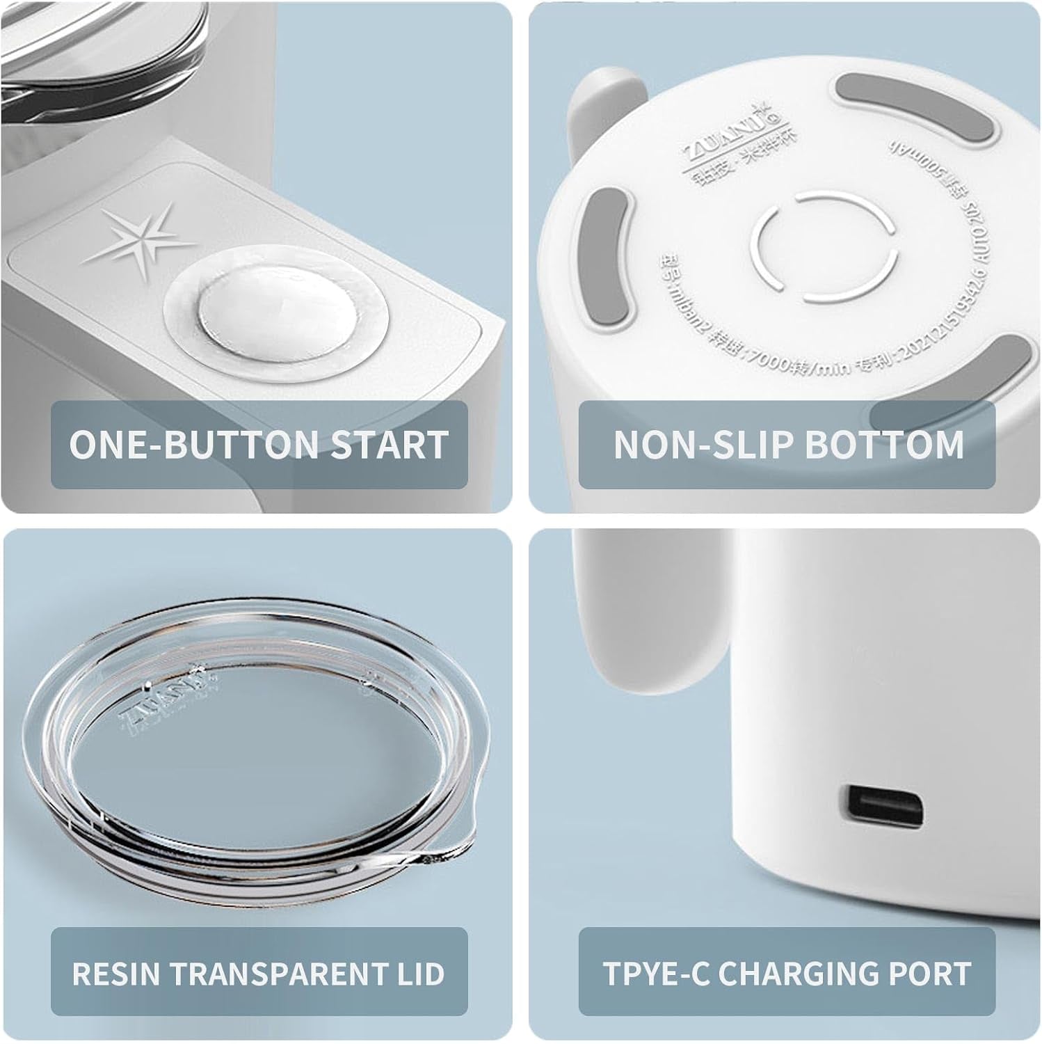 Electric Self-Stirring Coffee Mug 12.2 Oz with Magnetic Stirring Technology and Anti-Sedimentation Feature, Rechargeable Travel Cup for Coffee, Milk, and Hot Cocoa (White)